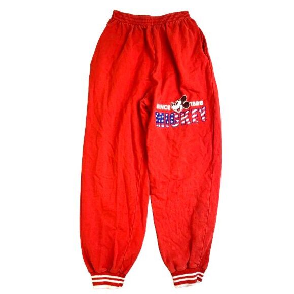 Mickey Mouse Pants‎ Youth 24x25.5 Red Tapered Sweatpants Jogger Disney Boys - Picture 1 of 8